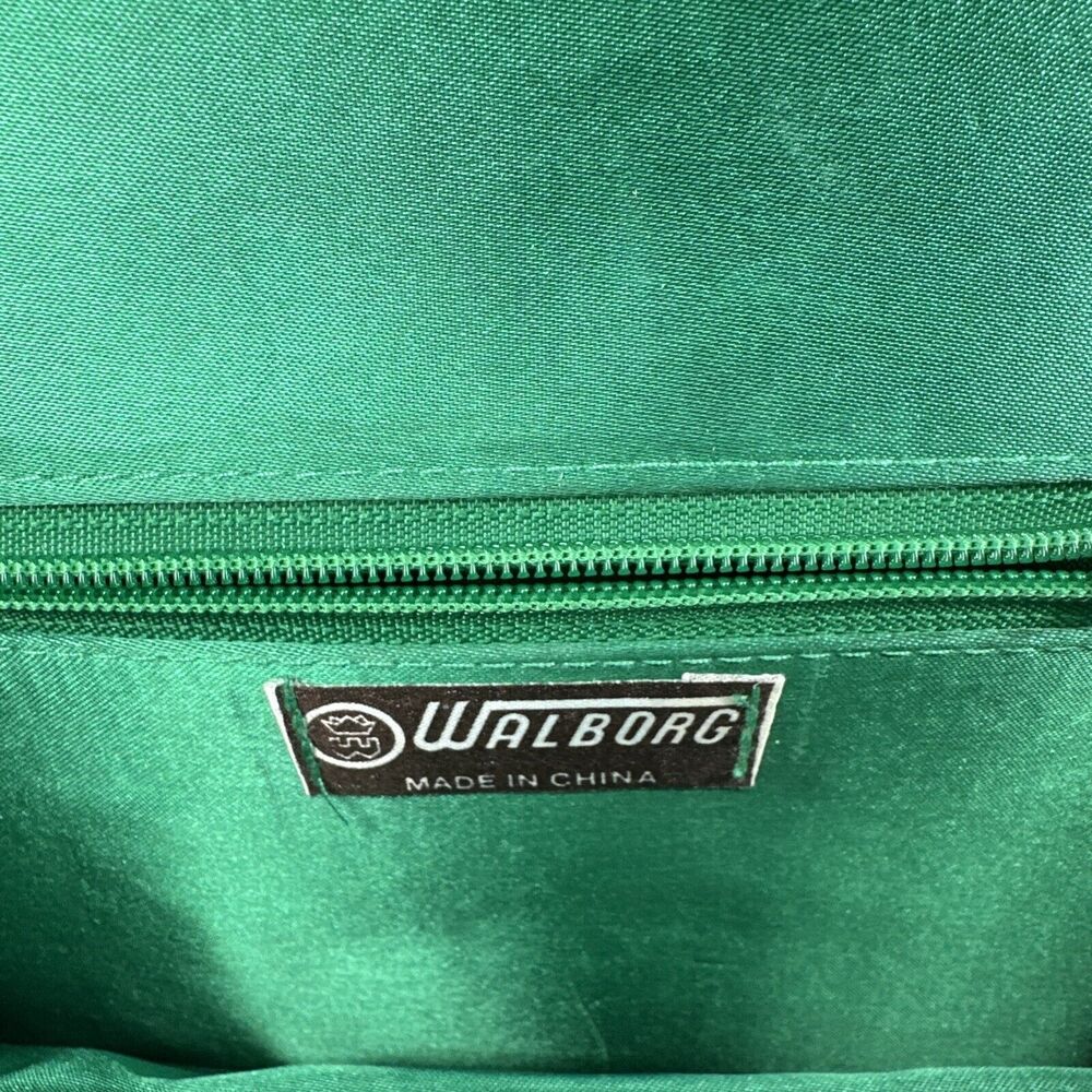 Vintage 50s Walborg Green Satin Evening Clutch with Gold Embellishment Handmade - Picture 11 of 11